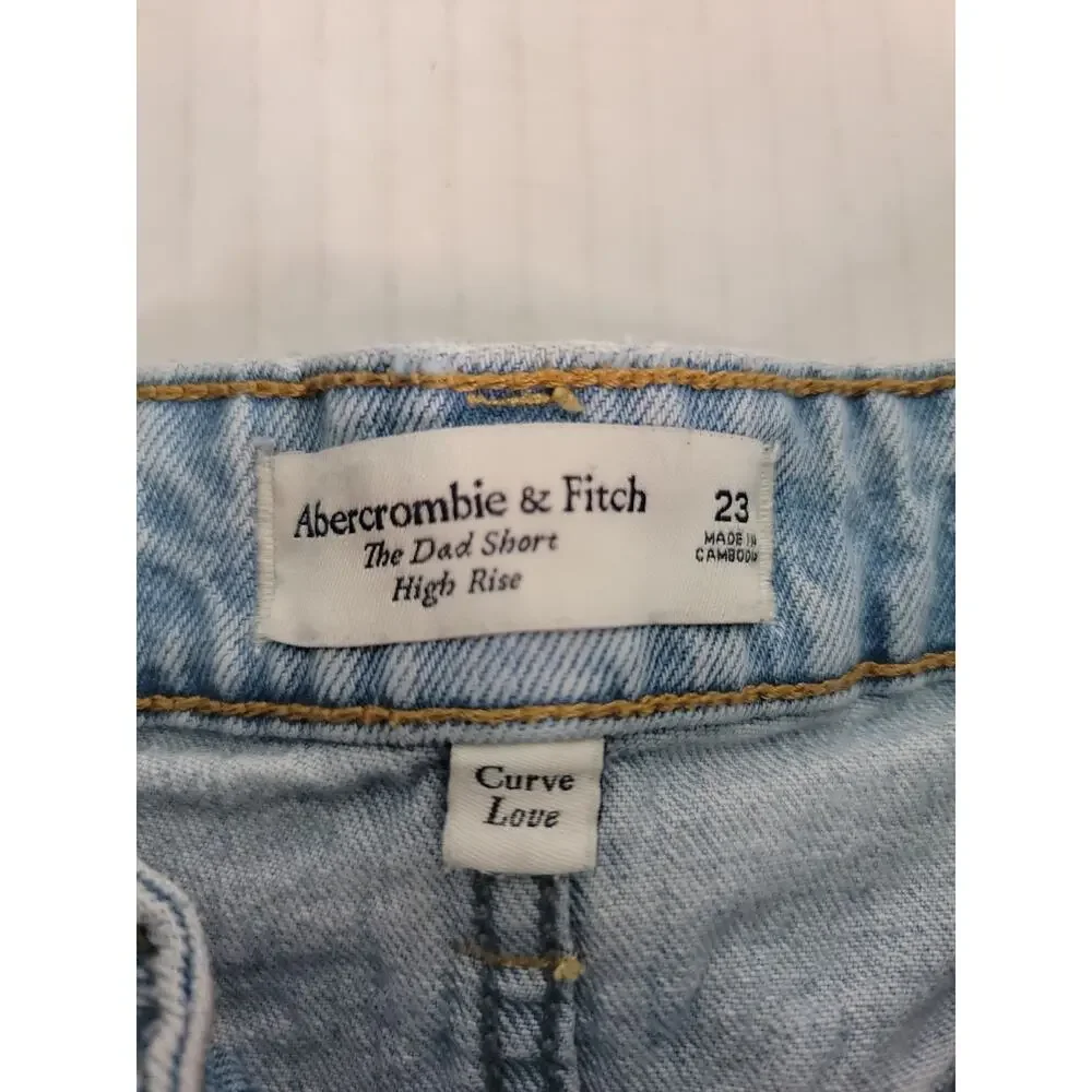 Abercrombie Denim Shorts Womens SZ 23 The Dad High Rise Curve Love Side Slits